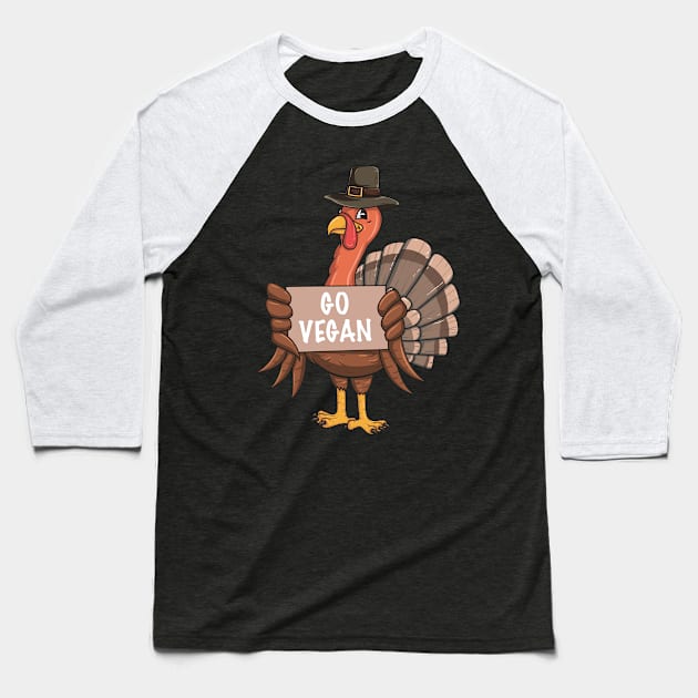 Funny Thanksgiving Turkey Go Vegan Gift T-Shirt Baseball T-Shirt by Dr_Squirrel